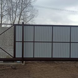 Откатные ворота 6000х2000 мм, усиленная балка, проф.лист